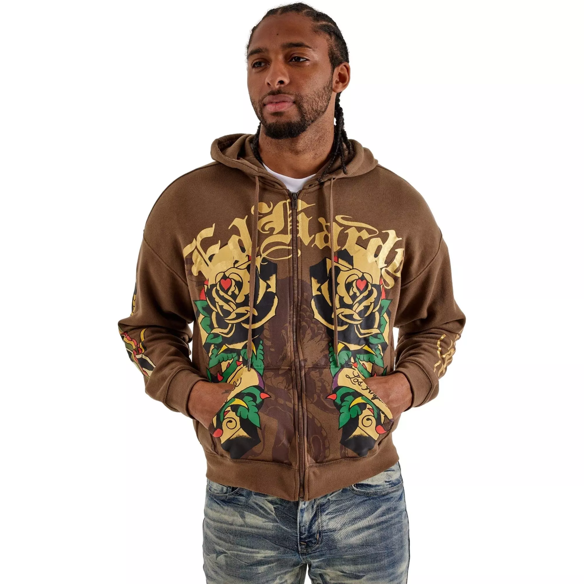 Womens Hoodie Hoodie Ed Hardy Jacke Ed Hardy Men's Cross Full-Zip